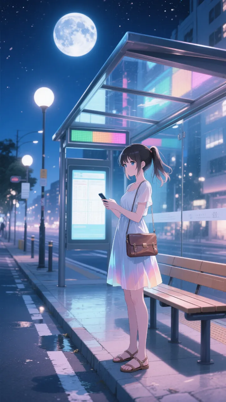 月下、誰もいない停留所で 5