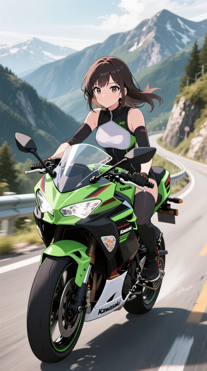 KawasakiNinja400(ノーヘルは違反だよ)
