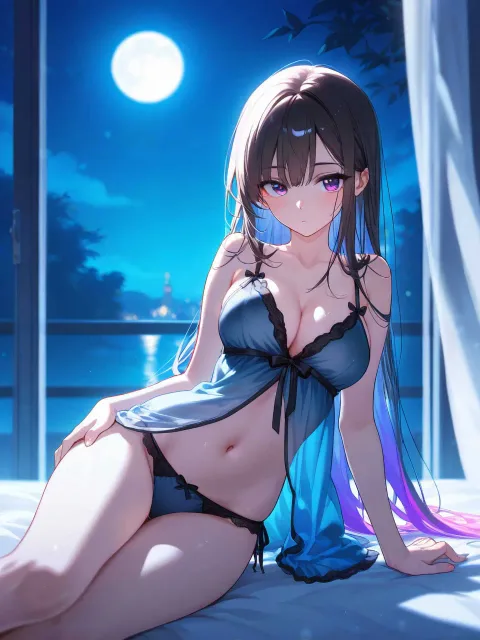 セクシー、月明かり、透ける服装、ベビードール - 月あかりの下