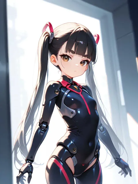 1人の美少女、身長145cm、痩せ型、茶色の瞳 - 機械少女