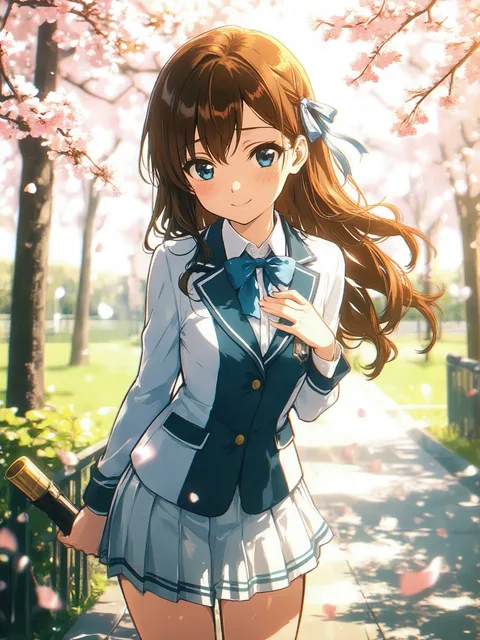 清潔感のあるパステル調の制服(ブレザーと柔らかい色のチェック…