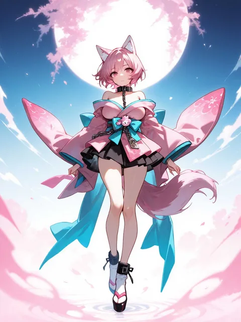 Girl、pink short hair