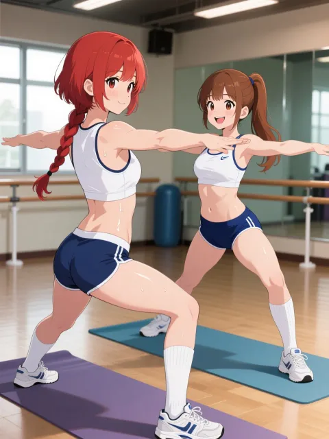 双子とヨガレッスン