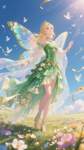 花畑に立つ王級妖精&フェアリーダンス
