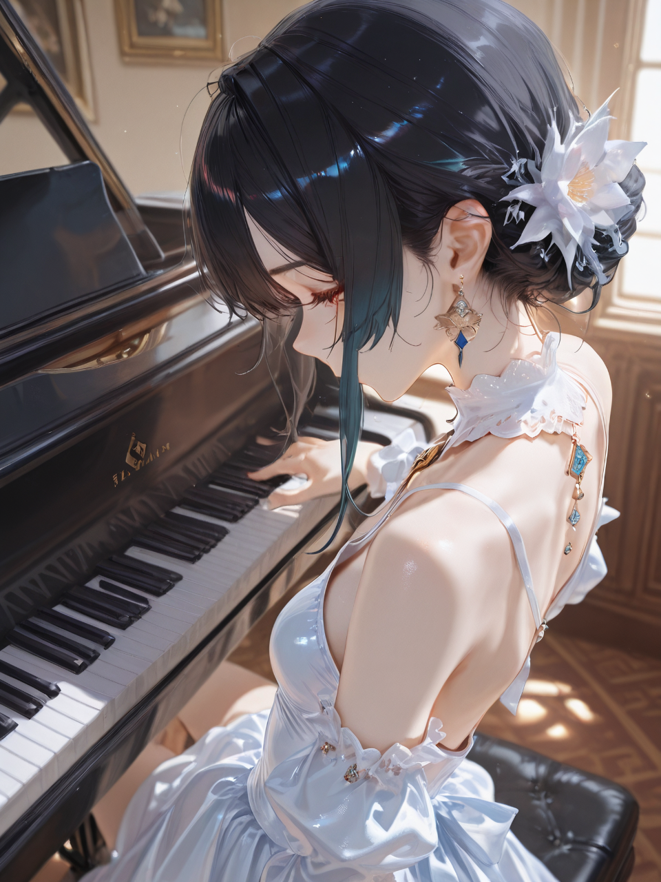 美少女お嬢様がお屋敷の音楽で優美にピアノを奏でる美少女お嬢様の私