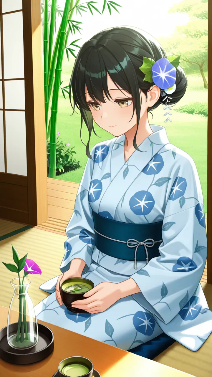 P 緑陰の茶、透きとおる時間 1