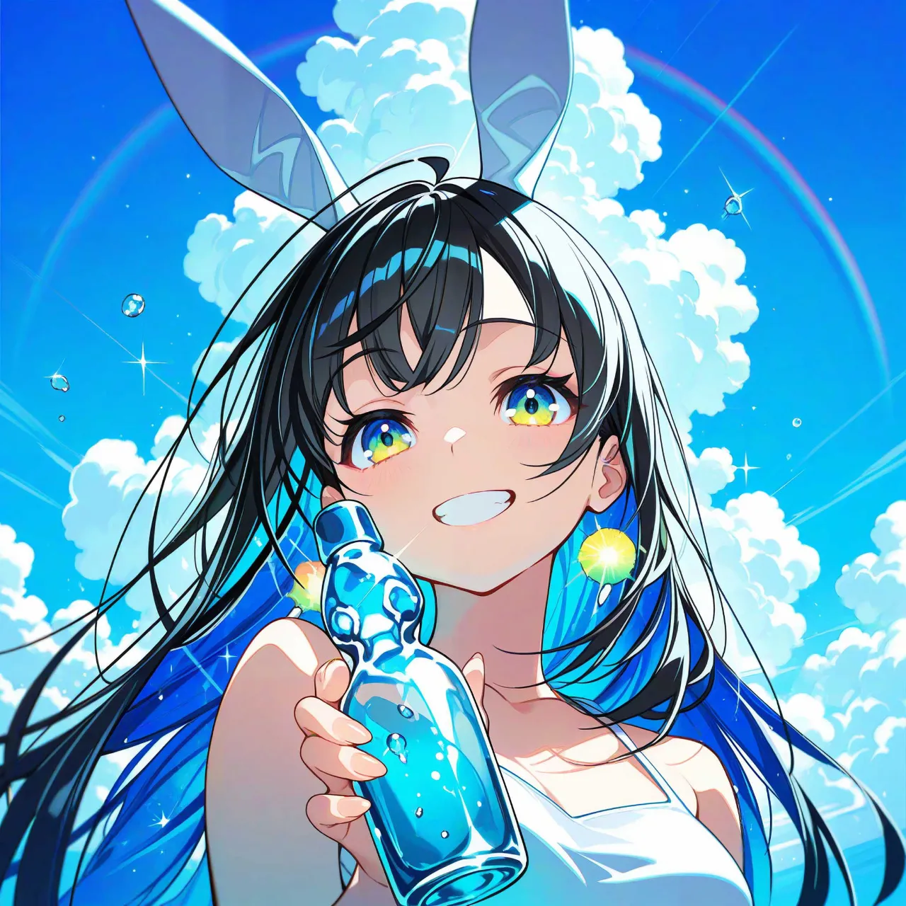 君と分け合う、青い夏 — Rabbit_FootさんのAIイラスト