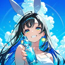 君と分け合う、青い夏 — Rabbit_FootさんのAIイラスト