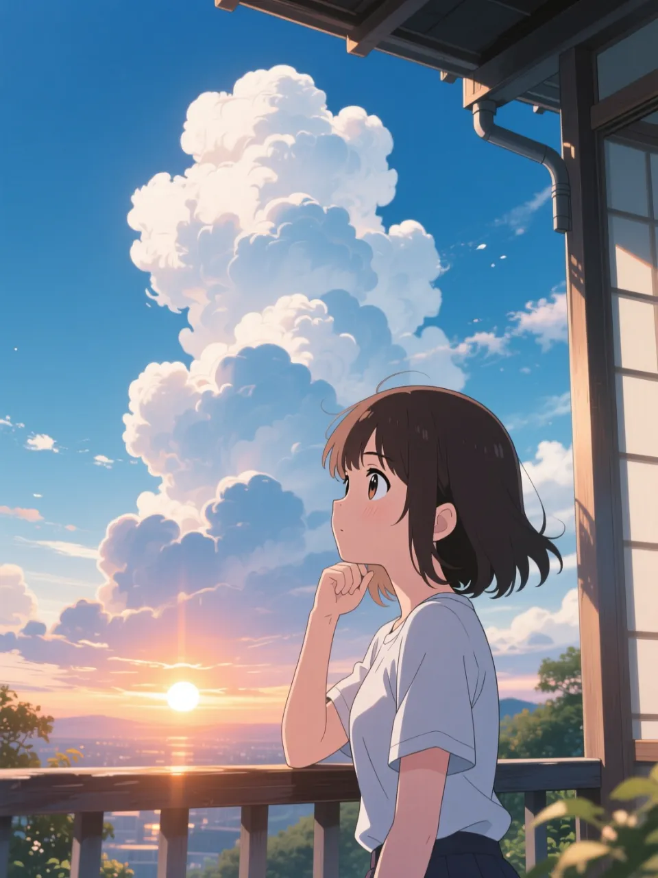 高精度アニメ - 夕焼けと入道雲 / SUPP96661143