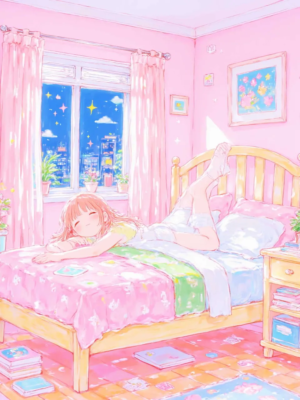 カラフルで可愛いイラスト - 重力のない部屋 / SUPP4605415