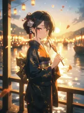屋形船の芸者美人·夏の宵の屋形船 の投稿作品
