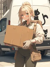 配達カー×女の子