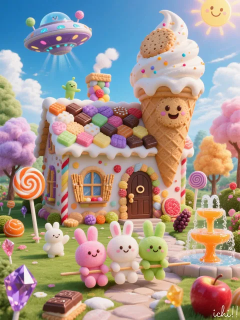 ソフトクリームのお菓子の家