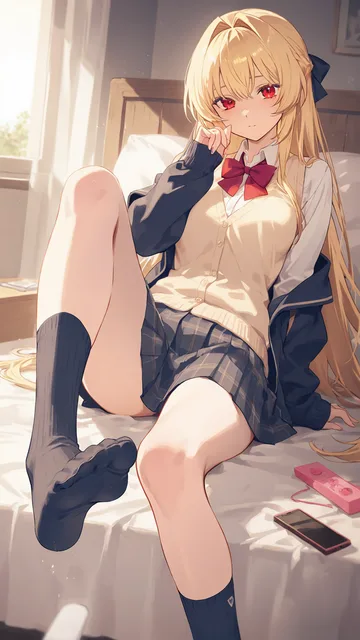 赤い目の金髪美少女が靴下を脱いでその足を嗅がせてくる