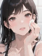 メイク落とし中