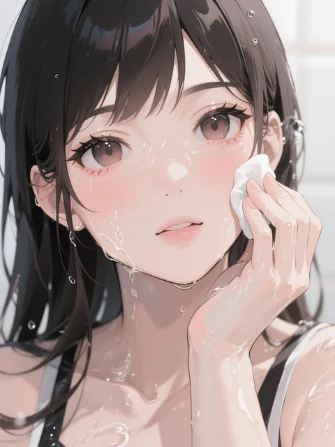 メイク落とし中