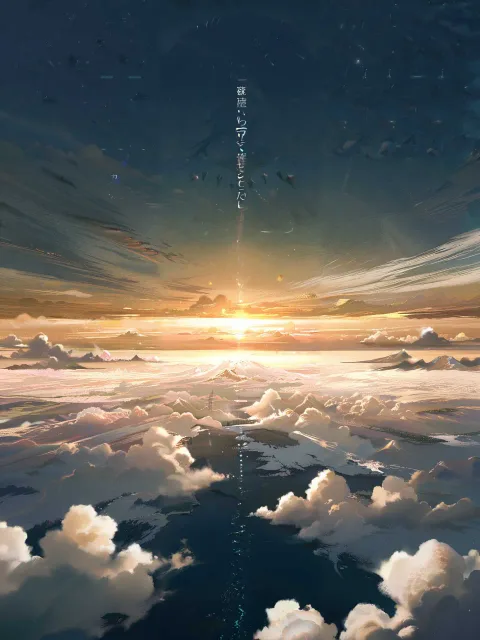 二つの世界が接する風景、雲海の上と下、文字は入れない - 境界線
