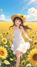 向日葵畑の少女·夏空とひまわり の投稿作品