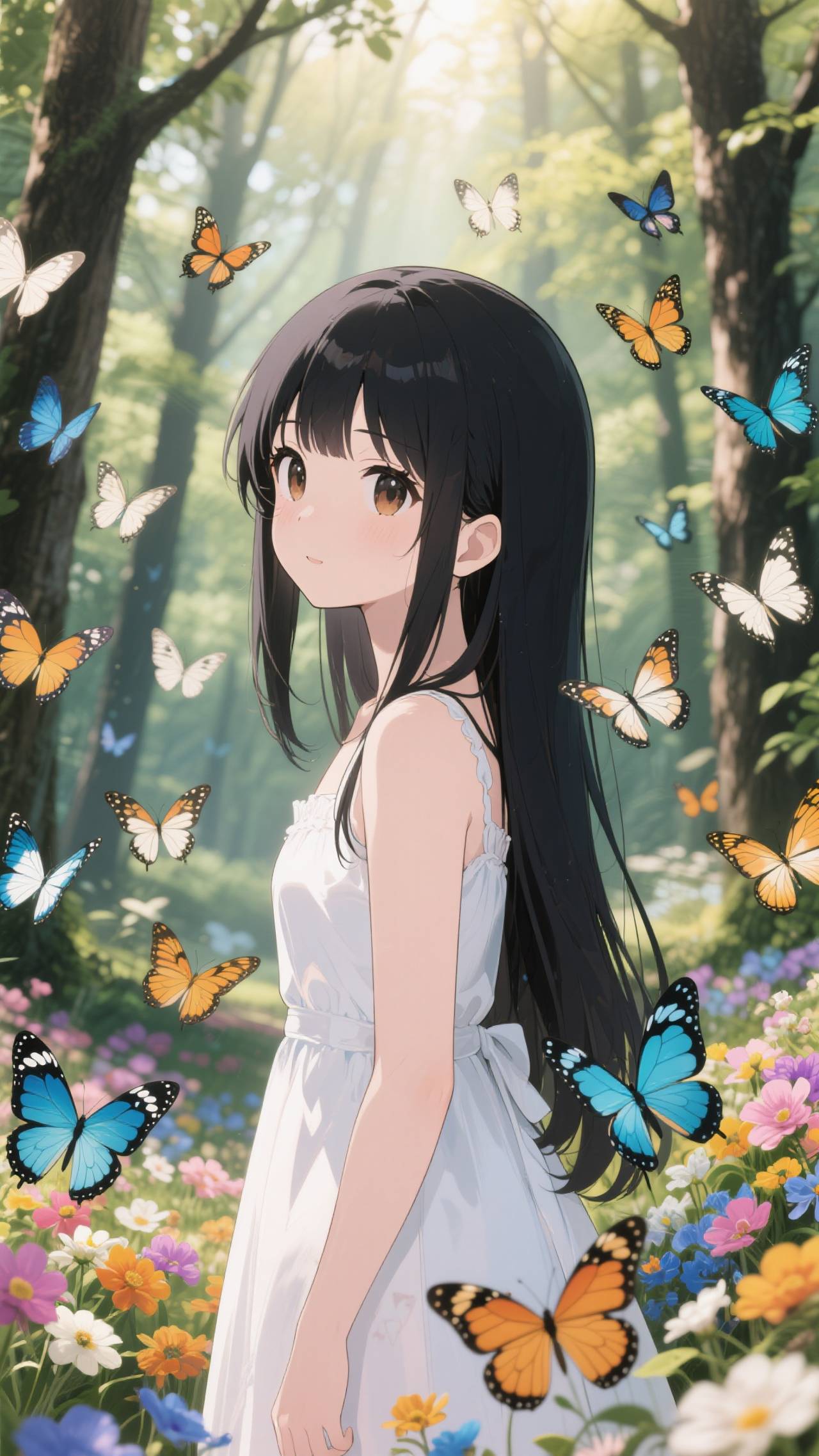 黒髪少女💕森の奥の花畑での出逢い❤️