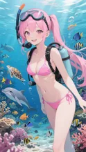 ピンク髪娘💕潜ってみた❤️