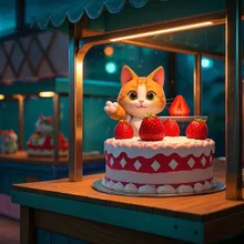 子猫のイチゴケーキ