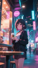夜カフェ　ネオンと香り