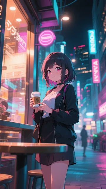 夜カフェ ネオンと香り