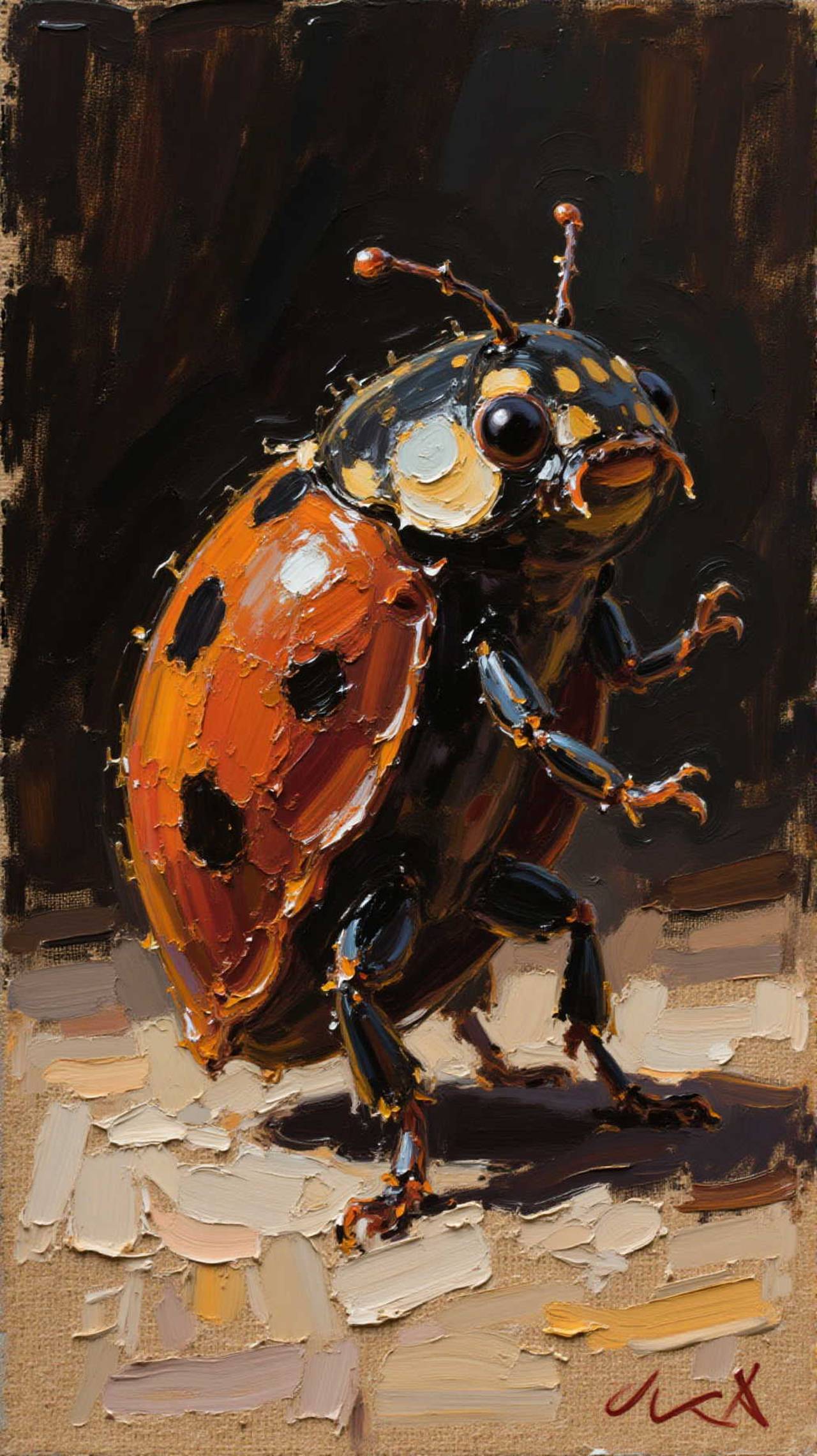 Whimsical Goodbye Wave Ladybug