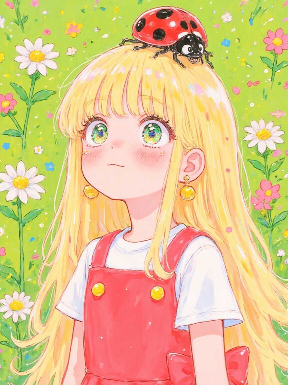 大きなてんとう虫と友達になったよ！ — エイコさんのAIイラスト