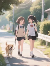 犬と朝の散歩·チャレンジ の投稿作品