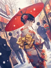和傘と雪