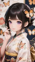 和服と蝶
