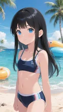 黒髪娘💕ビーチでも崩れない前髪❤️