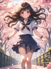桜舞う — セーラー服のAIイラスト|SUPPART