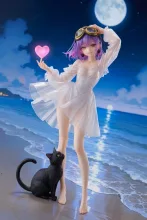 白いワンピースで夜の浜辺にやって来た…パンク娘と黒ニャンコ…フィギュア…紫