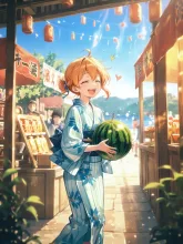 スイカと夏の女性·初夏チャレンジ の投稿作品
