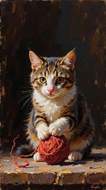 Cat Yarn Ball Christmas Gift Box Playful Adorable
