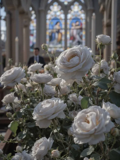 灰色の薔薇の生えた風景