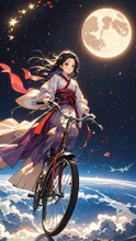 月から自転車に乗って地球に向かうかぐや姫