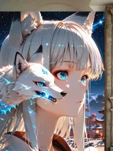 銀狐巫女 — bonbin229さんのAIイラスト