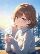 ココアを一口飲んでほっとした💕