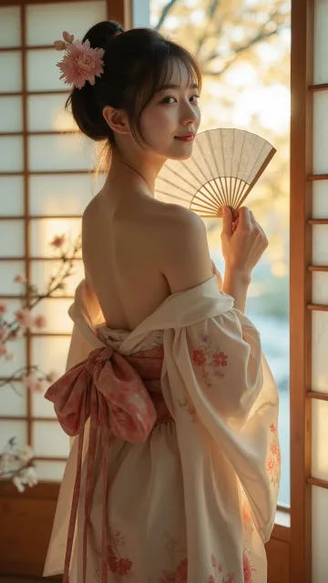 softly rounded face - 扇子