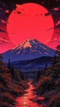 夕陽の中の富士山 — SUPP66695834さんのAIイラスト