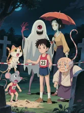 夜の墓場で運動会