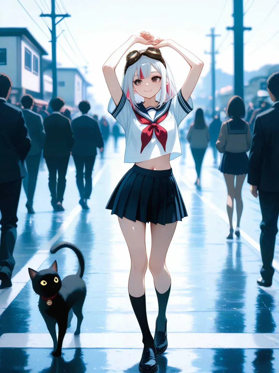正統派セーラー服!…パンク娘と黒ニャンコ…銀
