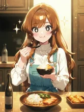 「おいしー!」『その栄養は…胸にいってるんだね…』