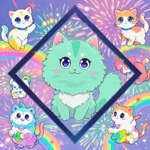 アイスカラーミントグリーン子猫
