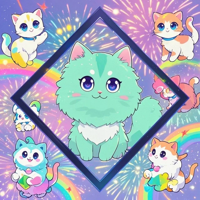 アイスカラーミントグリーン子猫