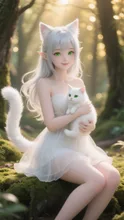 森の光とふたりのしっぽ — 猫耳・猫娘のAIイラスト|SUPPART