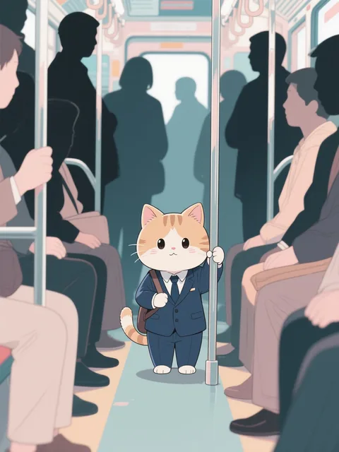 今日も通勤大変にゃん💦